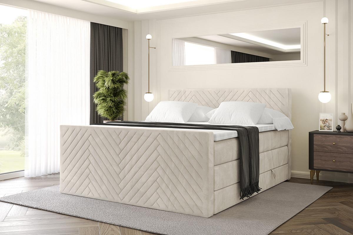 BOXSPRINGBETT mit Matratze und Lattenrost - VEXA-Z KING-120x200 - Beige Casablanca - Beige, Holzwerkstoff (120/200cm) - ALTDECOR
