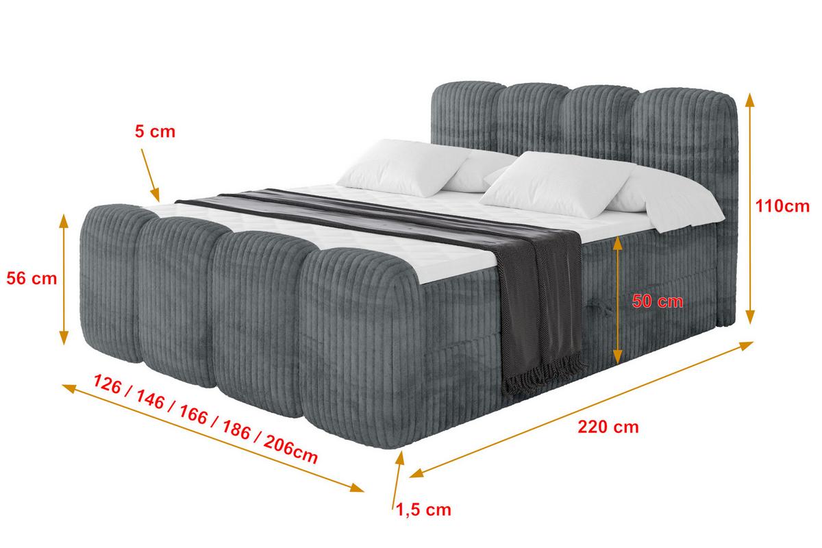 BOXBETT mit Matratze H4 und Lattenrost - NINA-Z - 160x200 cm Tila - Dunkelgrau - Schieferfarben, Holzwerkstoff (160/200cm) - ALTDECOR