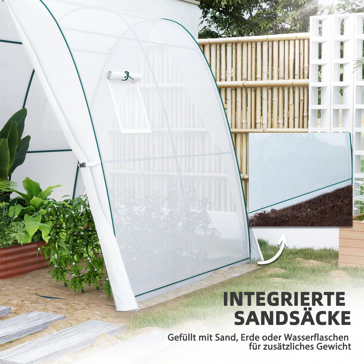 GEWÄCHSHAUS, 180L x 180B x 200H cm - Weiß, Kunststoff (180/200/180cm) - Outsunny