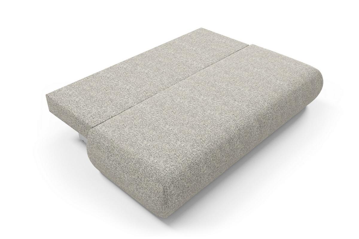 BETTSOFA DELTA Hellgrau Geflochtener Stoff mit Schlaffunktion - Hellgrau, Holz (214/74/100cm) - MASSENO