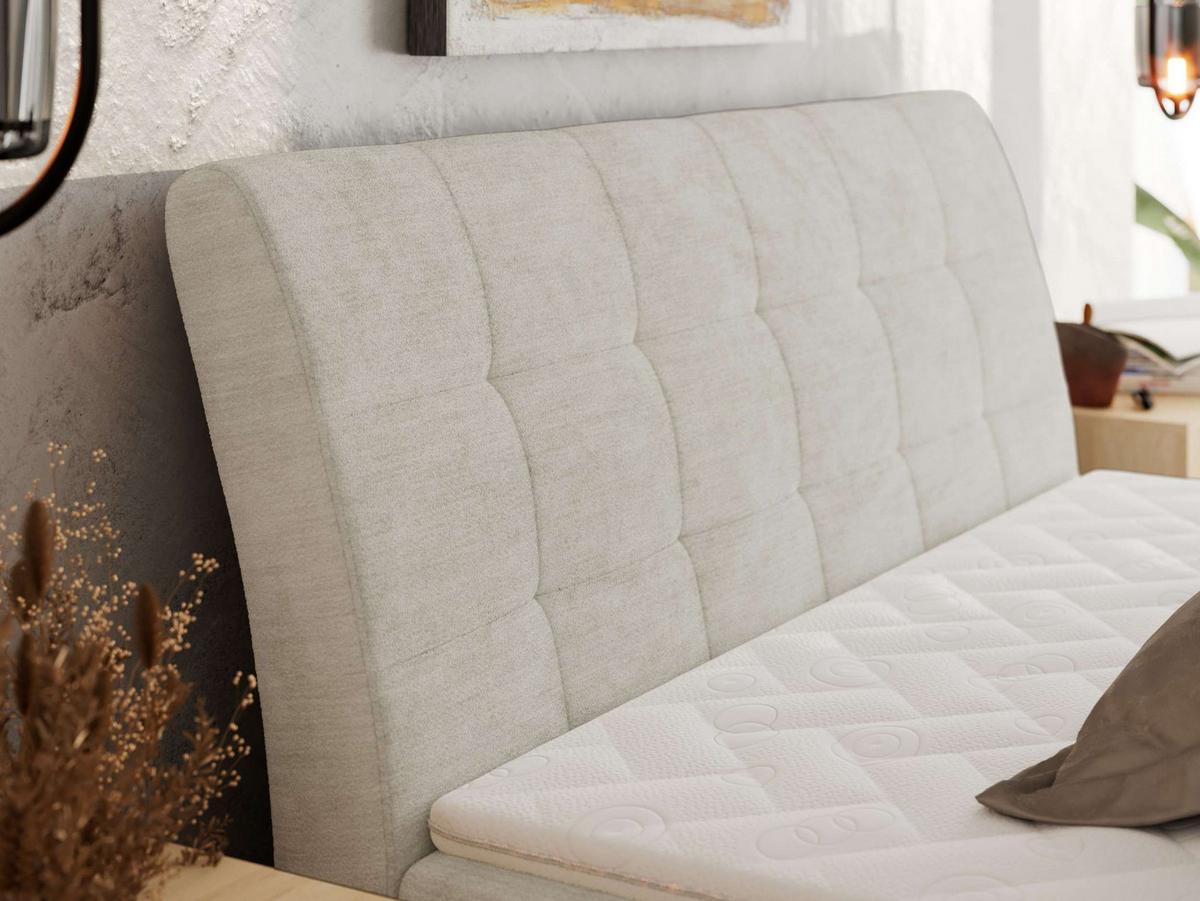 BOXBETT DAGOS 120/200 - Creme Schenille glatt - H3 - Topper T25 - Creme, Textil (120/200cm) - MKS