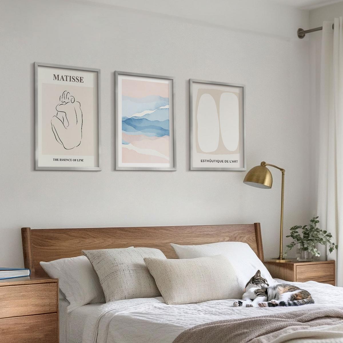 BILDER SET 3er Set - 40x60 cm Silberner Rahmen - Matisses abstrakte Formen - Silberfarben, Kunststoff (40/60cm) - TULUP