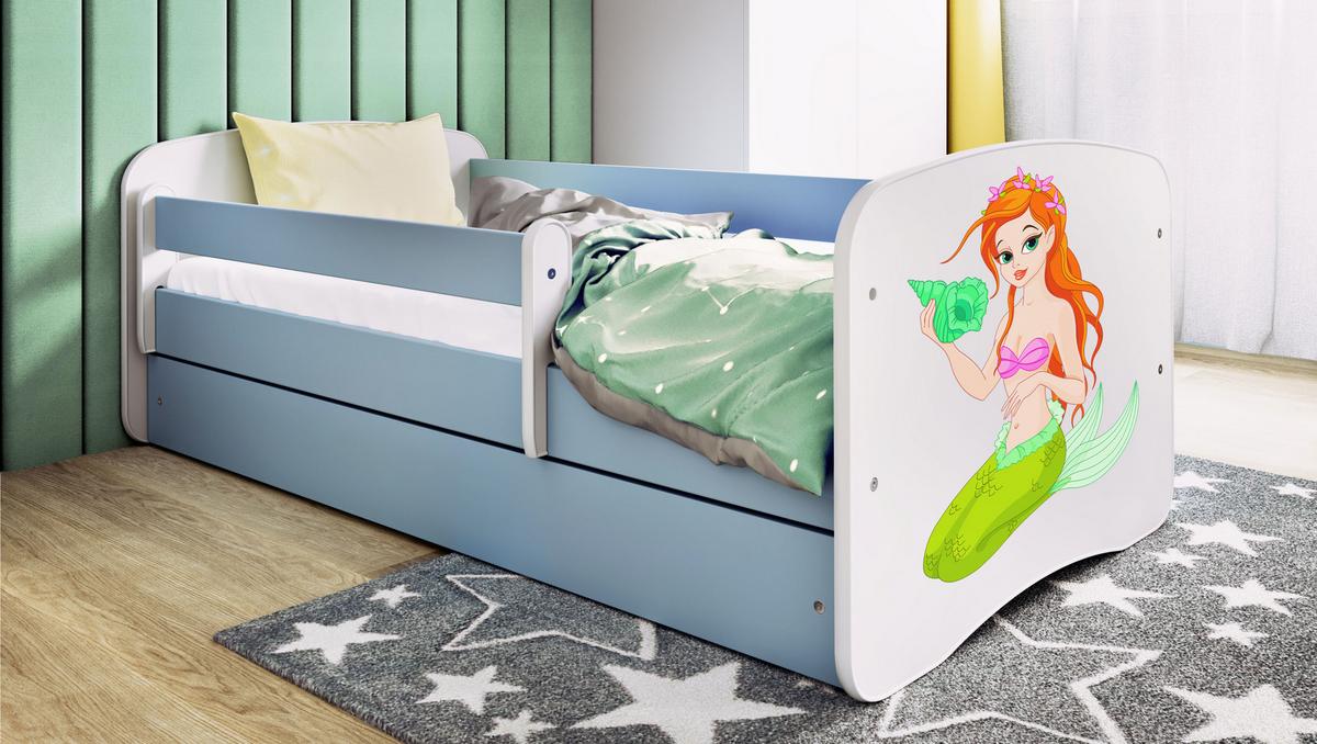 KINDERBETT Meerjungfrau mit Schublade 160/80 90/61/164 - Blau, Holzwerkstoff (80/160cm) - RAUMHIRSCH FURNITURE