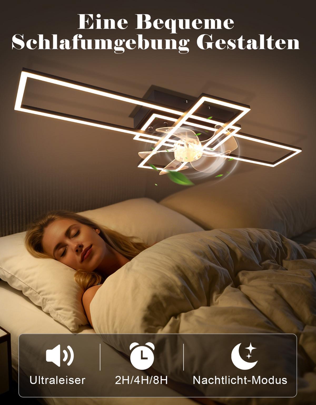 DECKENLEUCHTE mit Ventilator Neryn 94/42/15.5 cm - Schwarz, Kunststoff/Metall (94/42/15.5cm) - ZMH