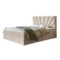 BOXBETT DENVER mit 2 Bettkästen, 160x200, Farbe: Beige, Velourstoff, Doppelbett mit Bonell-Matratze - Beige, Holz/Kunststoff (160/200cm) - Alpi-Möbel