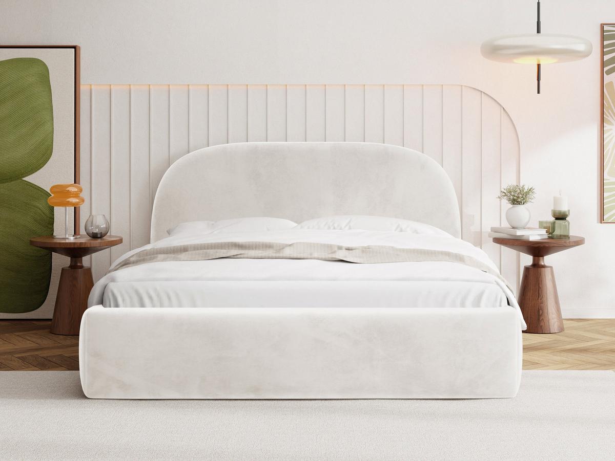 POLSTERBETT Puro mit Bettkasten, Creme Samt 200 x 200 cm – mit Metall-Lattenrost - Beige/Birkefarben, Kunststoff/Textil (200/200cm) - WFL GROUP