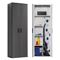 BESENSCHRANK Der Lange - Anthrazit/Schwarz, Holzwerkstoff (60/180/34cm) - Mokebo