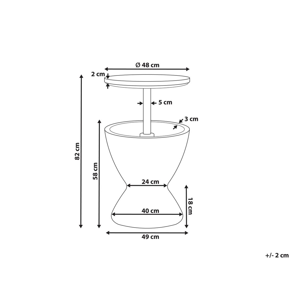 KÜHLBAR 49/49 cm Holzoptik Braun Aisa - Braun, Kunststoff (49/49/58cm) - Beliani
