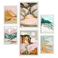 POSTER Set Mit 6 Komplexe Natur 2 A3 & A4 Weißer Rahmen - Weiß, Papier (29/3cm) - Nacnic