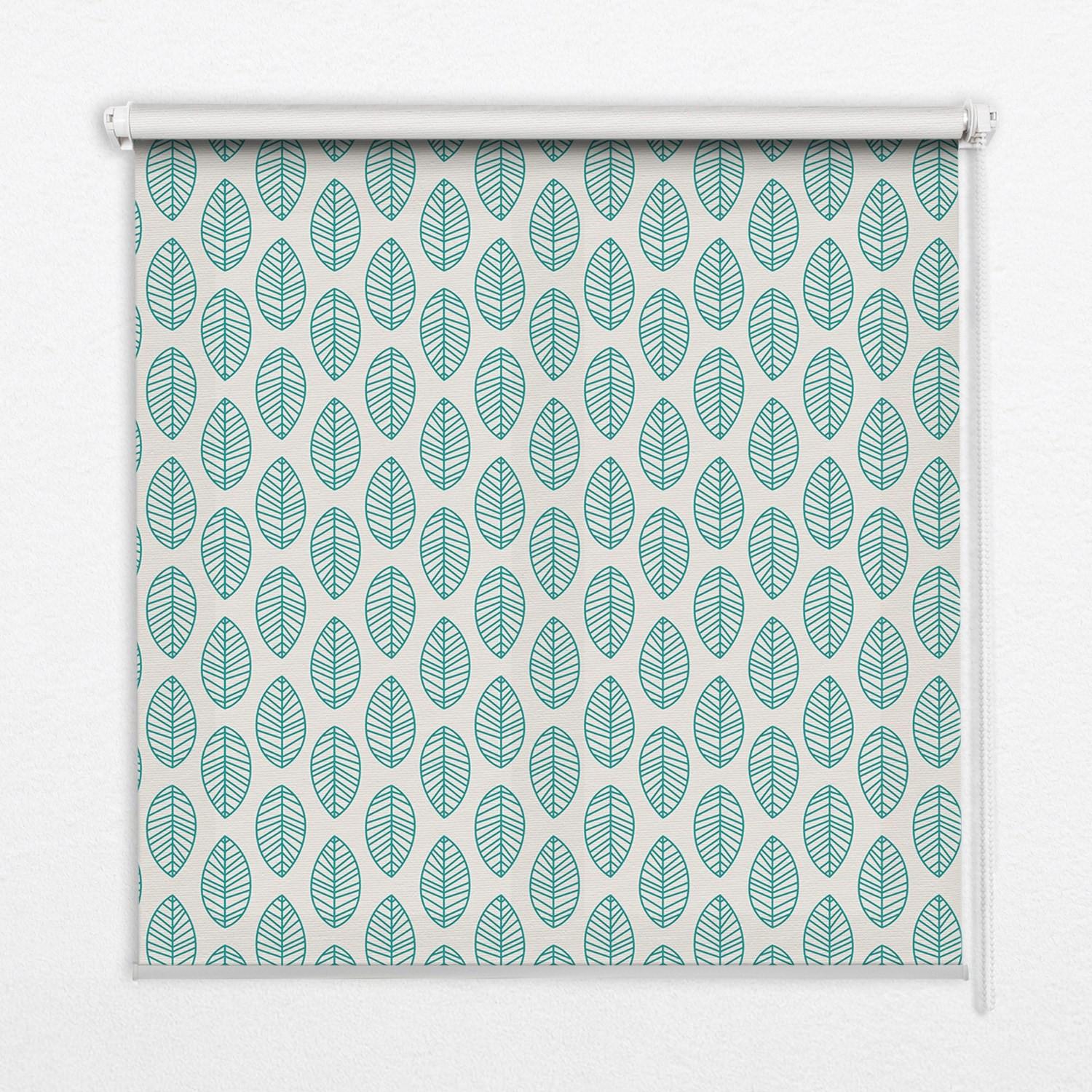 INNENROLLO - Fensterrollo - Rollo - 110x140 cm - Blaue Blätter - Blau, Kunststoff (110/140/0.5cm) - TULUP