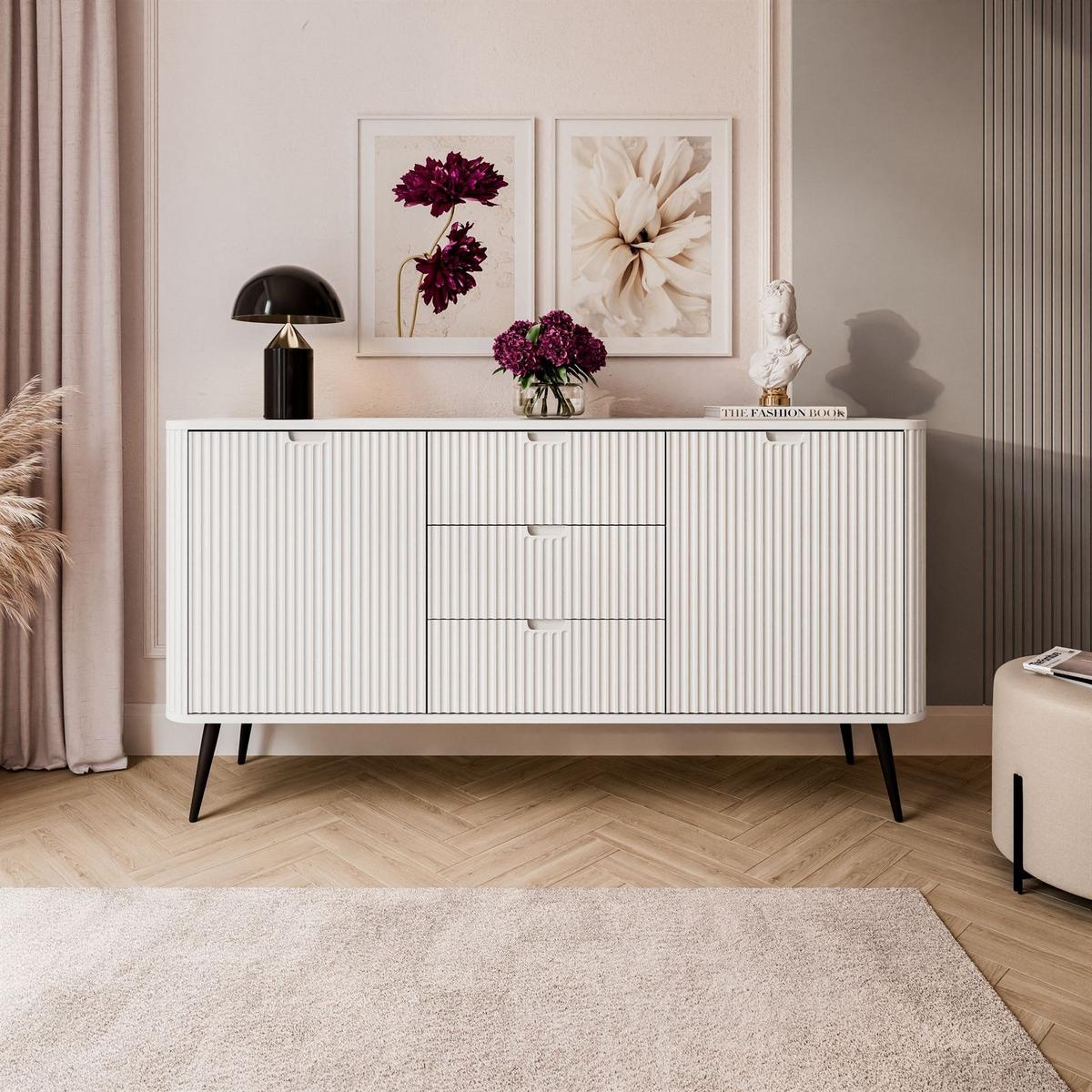 KOMMODE ZAIRA KSZ168 mit Schubladen Weiß - Weiß, Holzwerkstoff (168/87/39cm) - Lookway