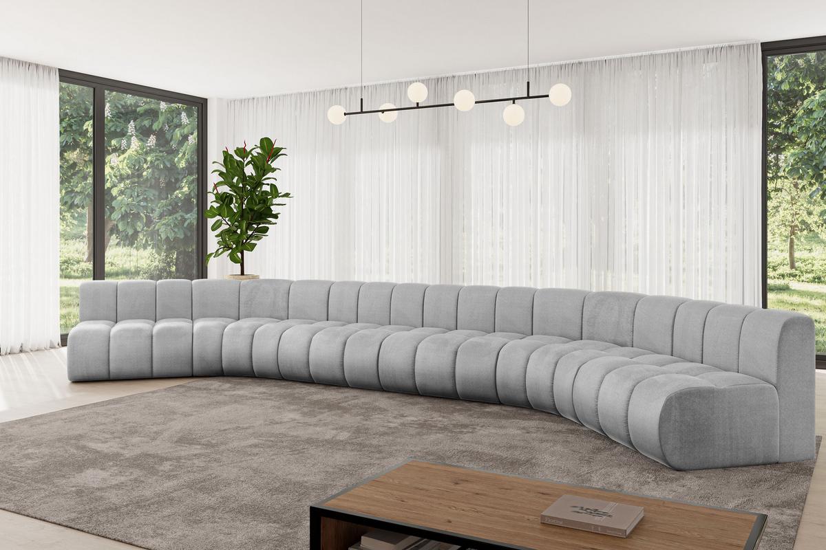 WOHNLANDSCHAFT modulares Sofa Montra-U2 - 581x174x70 cm Grau - Hellgrau, Holzwerkstoff/Textil (581/70/174cm) - ALTDECOR