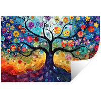 WANDTATTOO Kunst - Baum des Lebens - Blumen - Hippie Deko Wohnzimmer 60x40 cm - Dunkelblau, Kunststoff (60/40/0.1cm) - MuchoWow