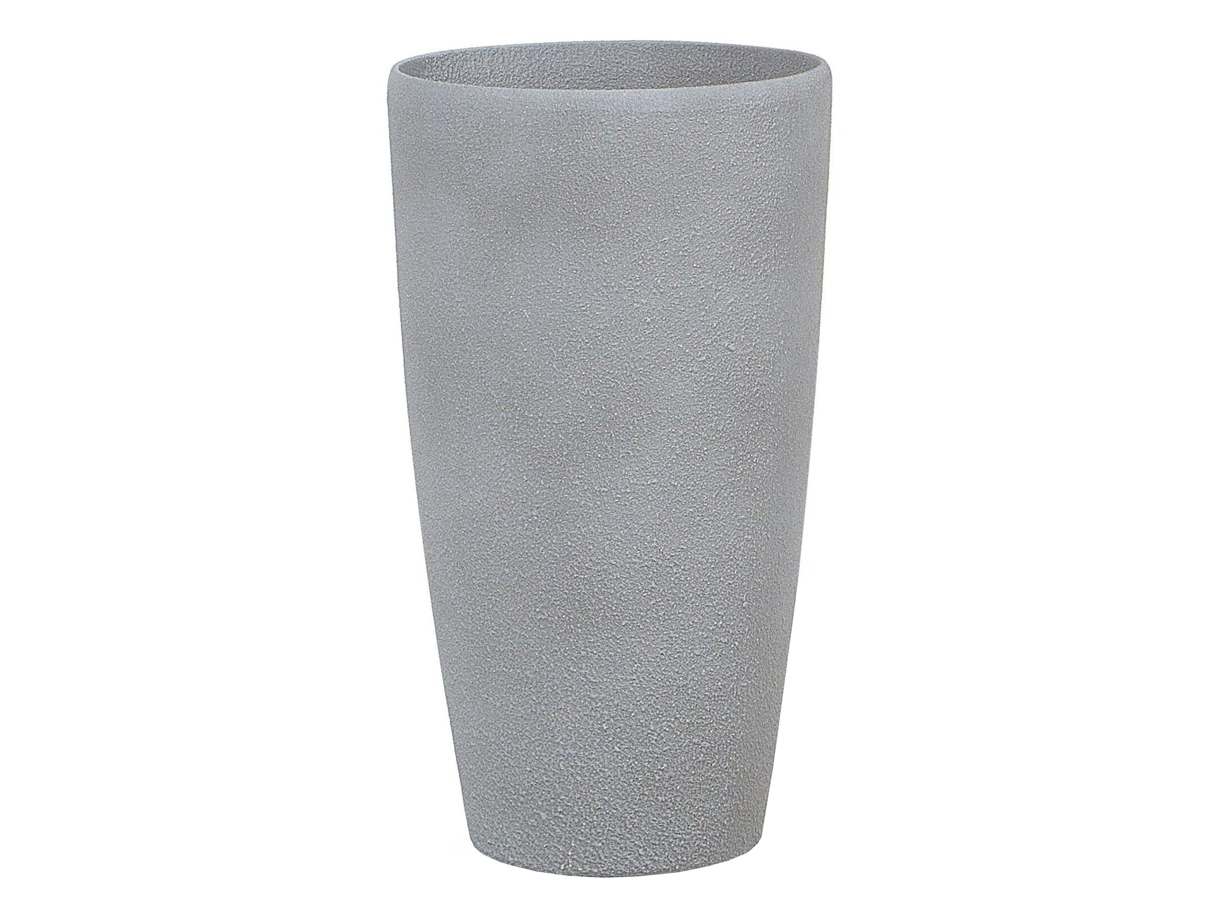BLUMENTOPF hellgrau rund 31/31/58 cm Abdera - Hellgrau, Stein (58cm) - Beliani