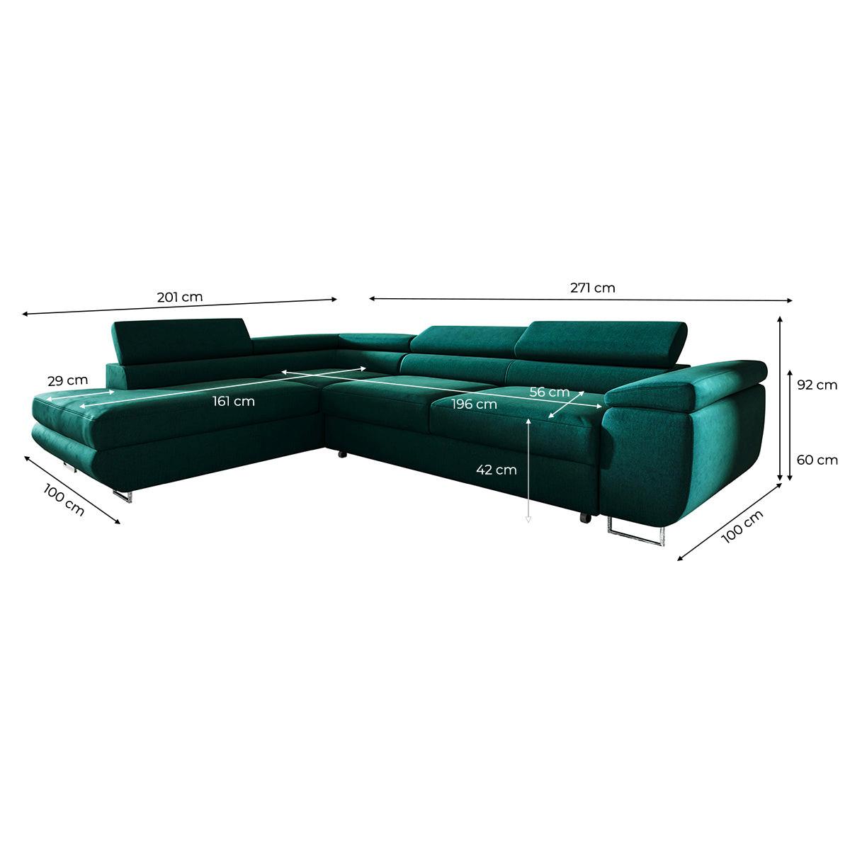 ECKSOFA Lyam 4 Sitzplätze Tannengrün - Grün, Textil (271/201cm) - Petits-meubles