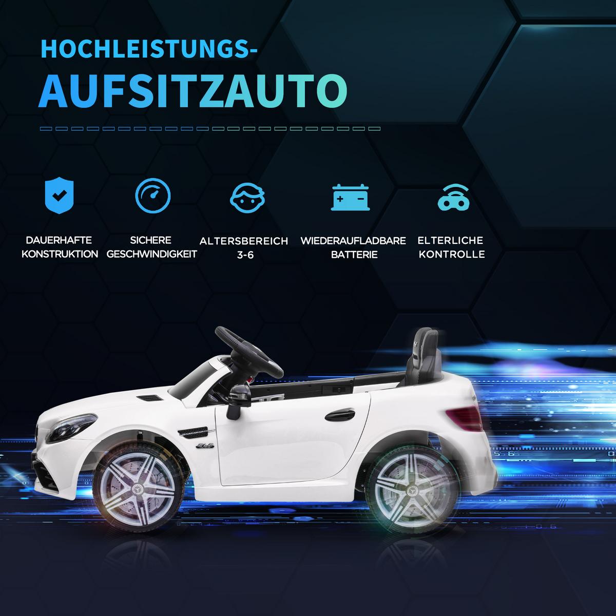 12 V Kinder Elektroauto, Kinderfahrzeug mit Ferbedienung, Kinderauto, Weiß - Weiß, Metall (107/62.5/44cm) - AIYAPLAY