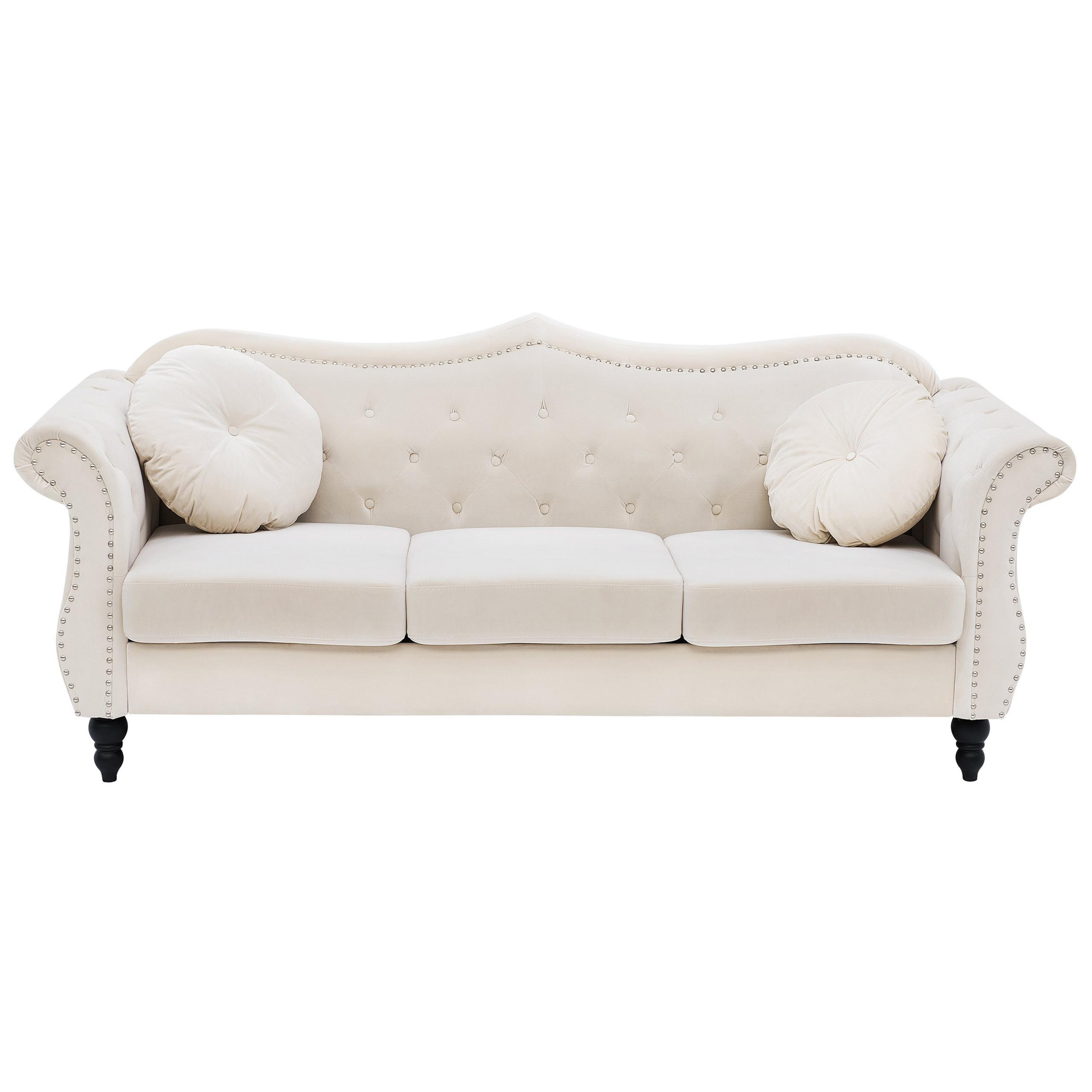 3-SITZER-SOFA Samtstoff Beige Skien - Beige, Textil (200/91/83cm) - Beliani