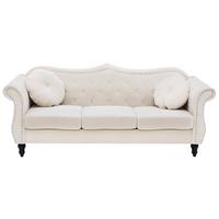 3-SITZER-SOFA Samtstoff Beige Skien - Beige, Textil (200/91/83cm) - Beliani