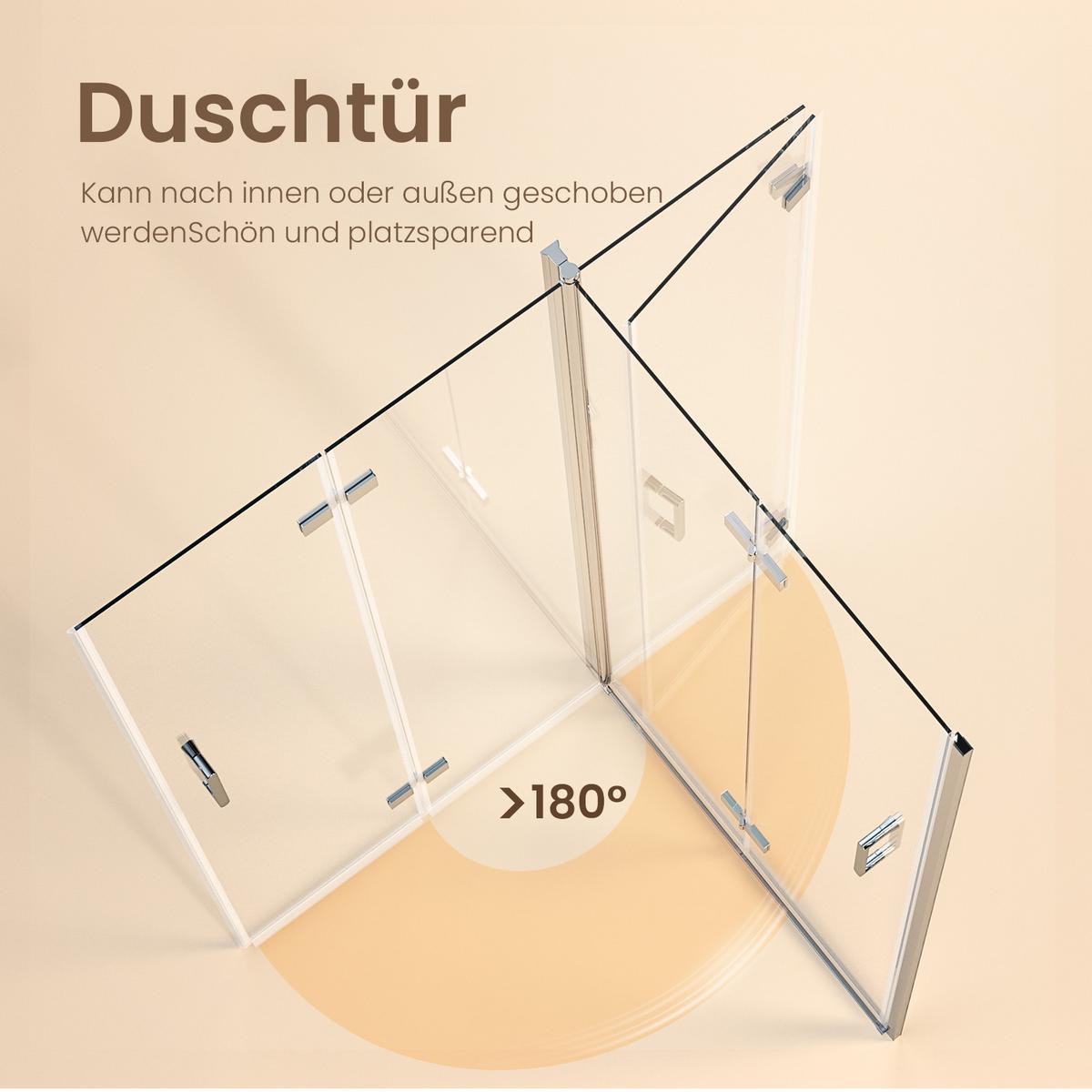 DUSCHKABINE für Nische Drehfalttür Profil Chrom Klarglas 75/195 cm - Chromfarben, Glas (75/195cm) - EMKE
