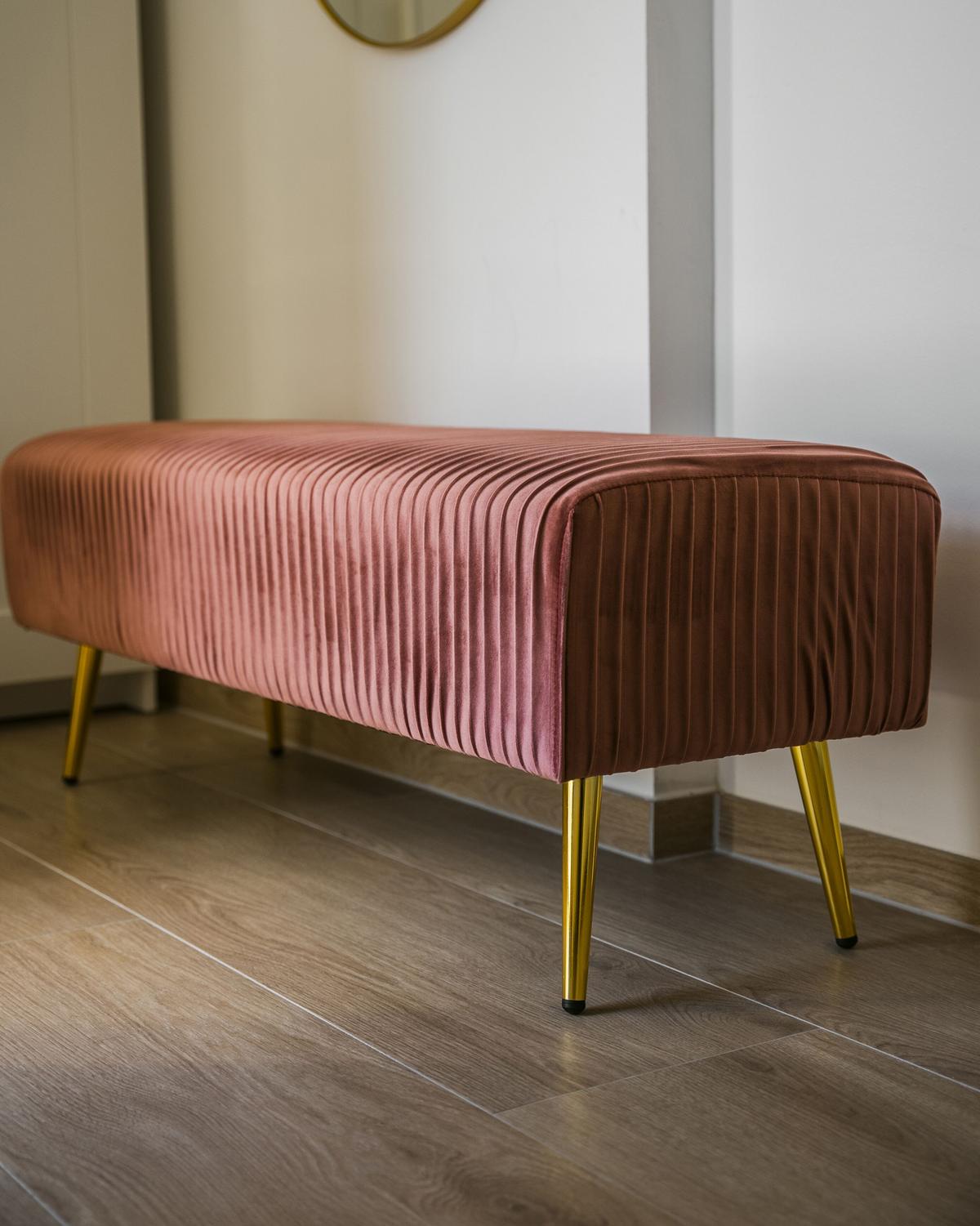 BANK Rosa Paterson - Pink/Goldfarben, Textil (118/42/40cm) - Beliani