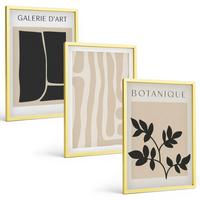 BILDER SET 3er Set - 40x60 cm Goldrahmen - Abstrakte Pflanzenformen - Goldfarben, Kunststoff (40/60cm) - TULUP