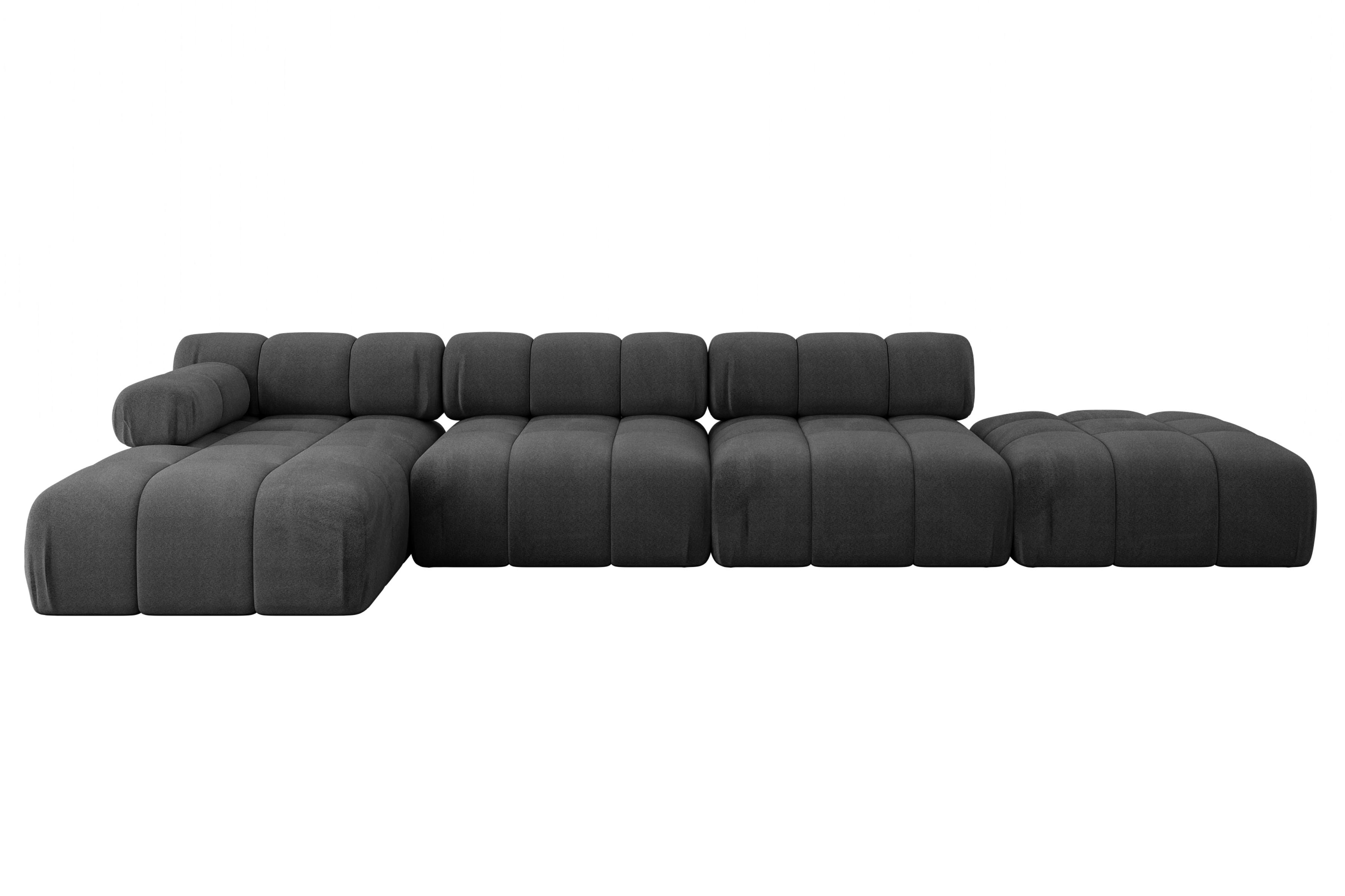 ECKSOFA modulares Sofa Lizur-L2 - 380x160x70 cm Schwarz Velours - Schwarz, Holzwerkstoff/Textil (380/160cm) - ALTDECOR