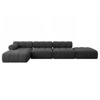 ECKSOFA modulares Sofa Lizur-L2 - 380x160x70 cm Schwarz Velours - Schwarz, Holzwerkstoff/Textil (380/160cm) - ALTDECOR