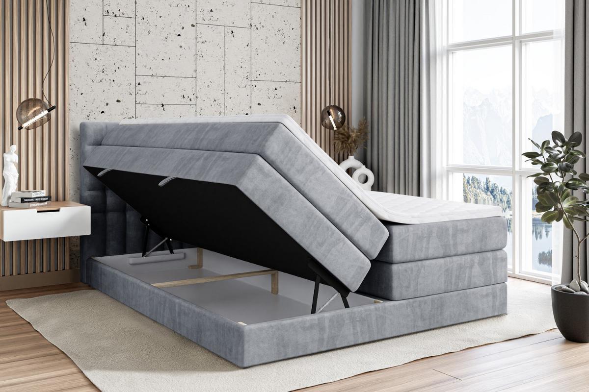 BOXSPRINGBETT VIONE KING - 140 x 200 - H3/H4 - Grau - Grau, Holzwerkstoff (140/200cm) - ALTDECOR