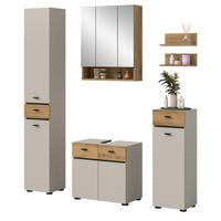 BADMÖBEL-SET Kaschmir, Evoke Eiche 6-teilig 154 cm, Komplettset mit viel Stauraum - Kaschmir/Eichefarben, Glas/Holzwerkstoff (154/191/35cm) - Inn.Furn