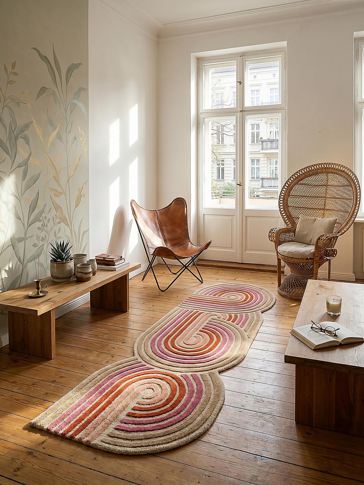 WOLLTEPPICH SOAR, abstrakt, Rosa, 80 x 300 cm - Rosa, Textil (300/80cm) - KADIMA DESIGN
