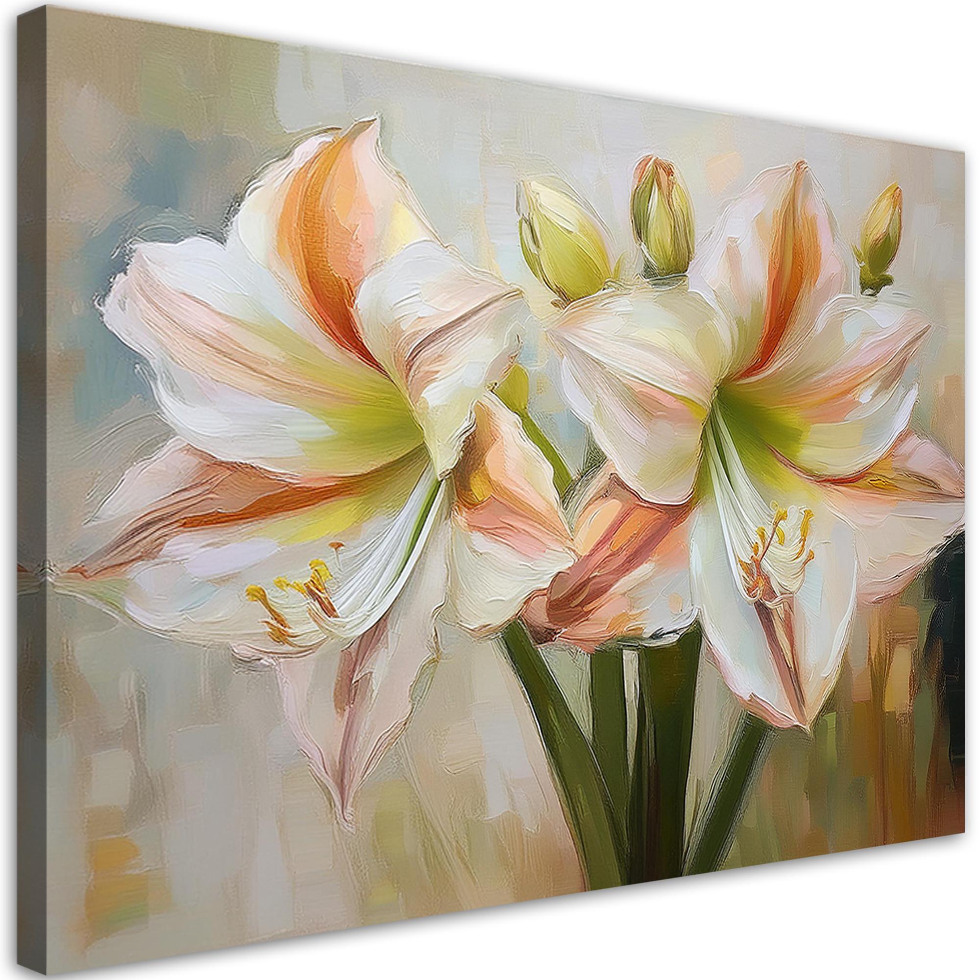 WANDBILD weiß gemalte blume - Weiß, Textil (60/40cm) - Feeby