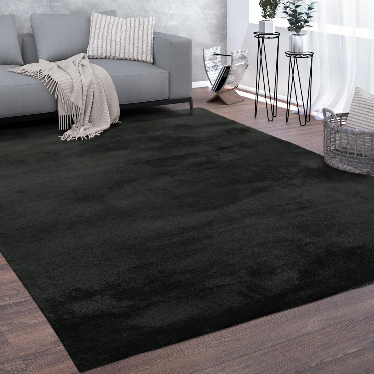KURZFLORTEPPICH, einfarbig, Schwarz, 140 x 200 cm - Schwarz, Textil (140/200cm) - KADIMA DESIGN