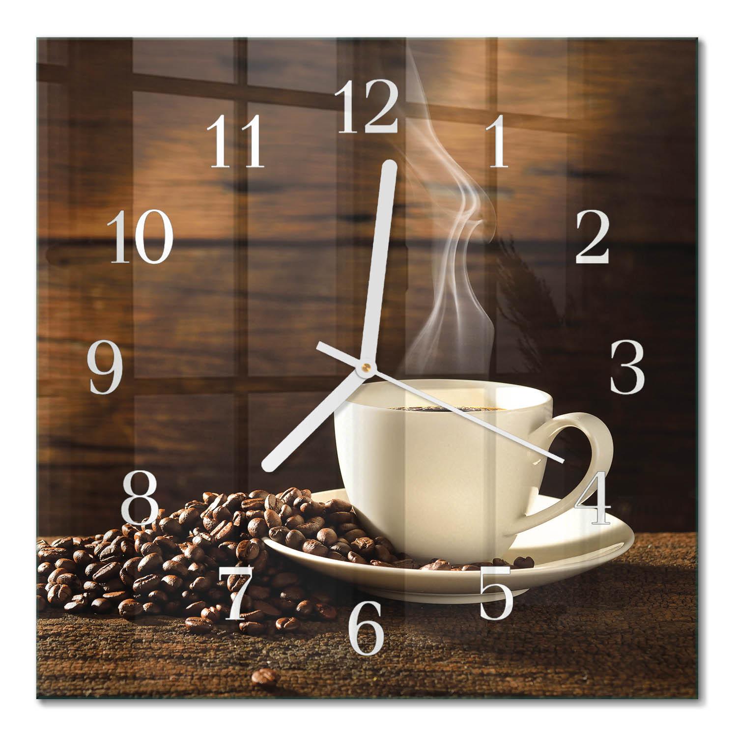 WANDUHR aus Glas 30x30 cm - Kaffee - Braun, Glas (30/30/0.4cm) - TULUP