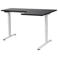 ECKSCHREIBTISCH elektrisch höhenverstellbar 160/109 cm Schwarz/Weiß rechtsseitig Destines - Schwarz/Weiß, Holzwerkstoff/Metall (109/160/60cm) - Beliani