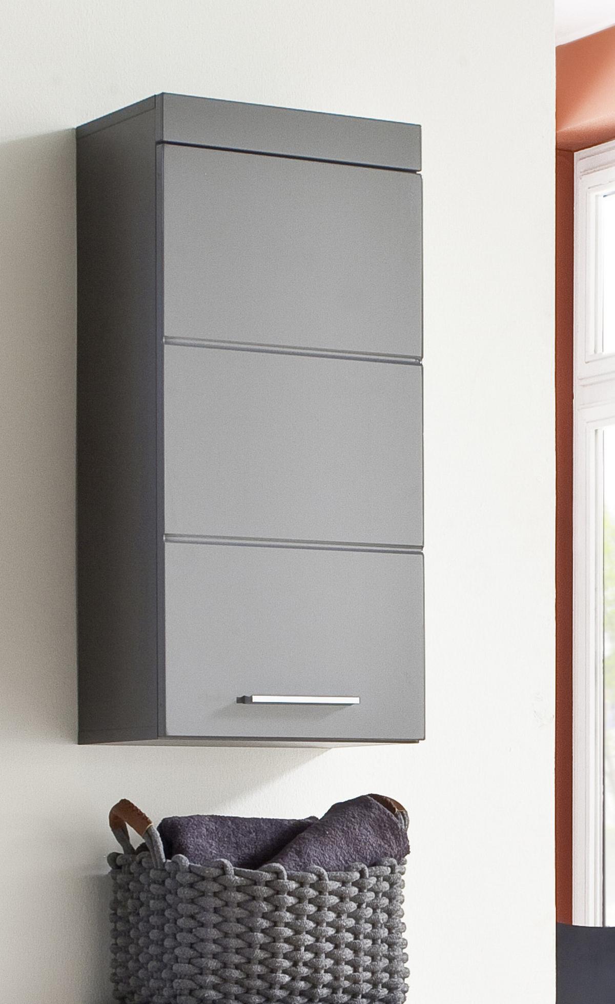 HÄNGESCHRANK grau Hochglanz 37 x 77 cm, Badschrank hängend - Grau, Holzwerkstoff/Kunststoff (37/77/23cm) - Top.Furn
