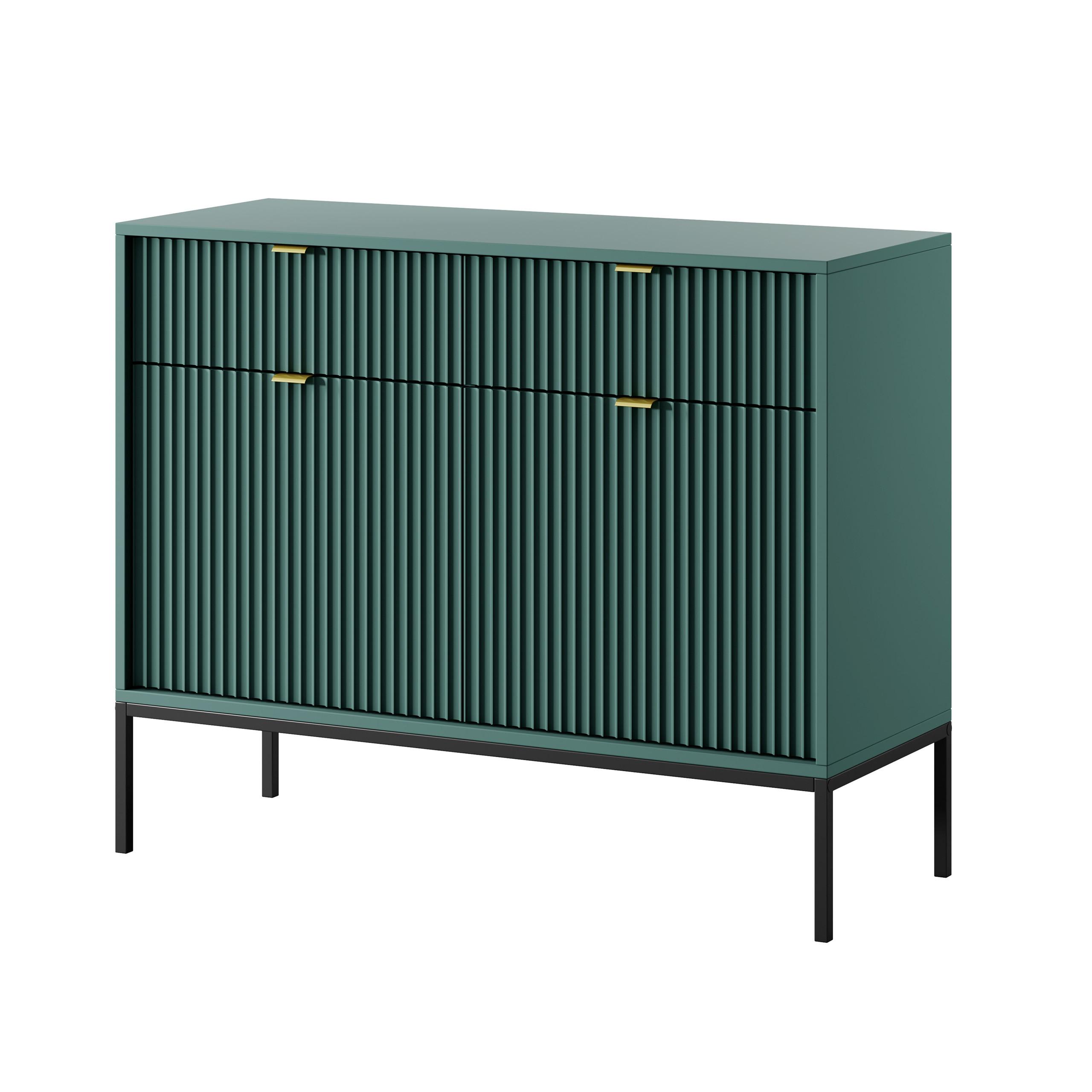 KOMMODE STELLARE 104/83/39 cm mit 2 Schubladen 2 Türen Hellgrün - Hellgrün, Holzwerkstoff (104/83/39cm) - MASSENO