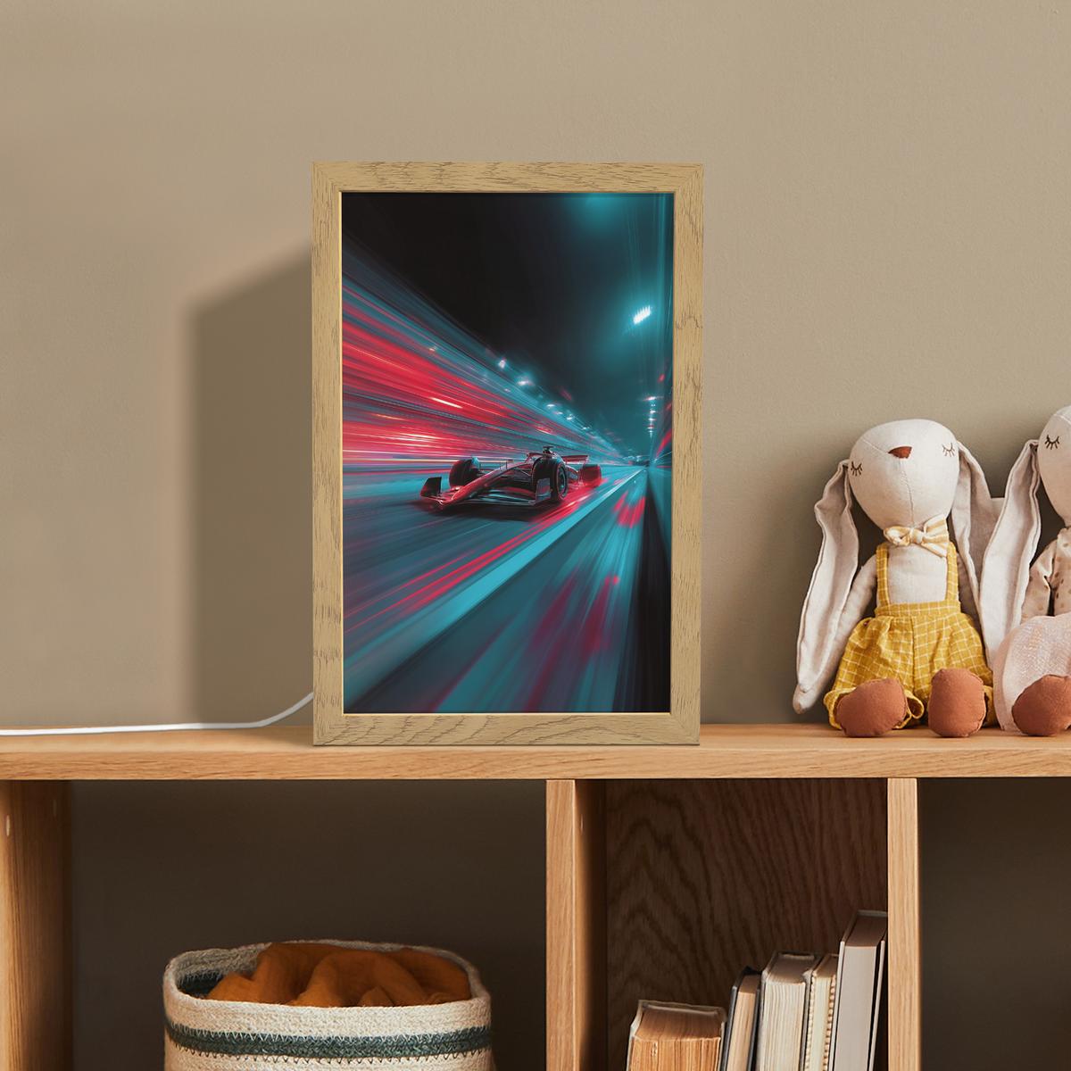 NACHTTISCHLAMPE Rennwagen - Rot - Geschwindigkeit 20x30 cm - Türkis, Holzwerkstoff (8/20/30cm) - OnlyWow