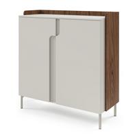 KOMMODE Positivo, Hochkommode mit 2 Türen, 103 cm, Alba-Nuss + Kaschmir - Nussbaumfarben, Holzwerkstoff (103/110/42cm) - Beautysofa
