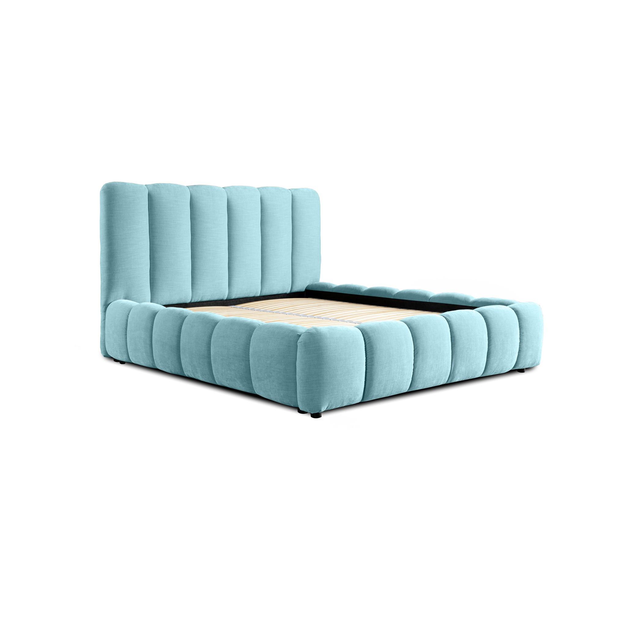 POLSTERBETT Heda Komplettset - Hellblau, Holzwerkstoff/Textil (140/200cm) - Fun Möbel