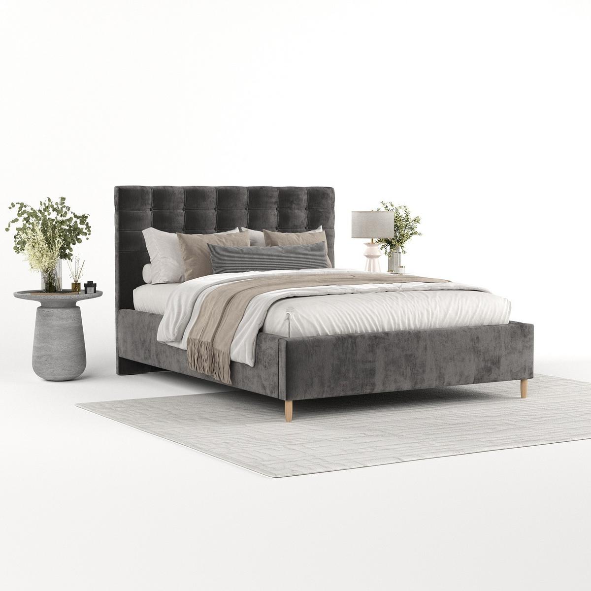 POLSTERBETT Soma 160/200 cm Anthrazit im Lotta Stoff - Anthrazit/Naturfarben, Holz/Holzwerkstoff (160/200cm) - AltaBeds