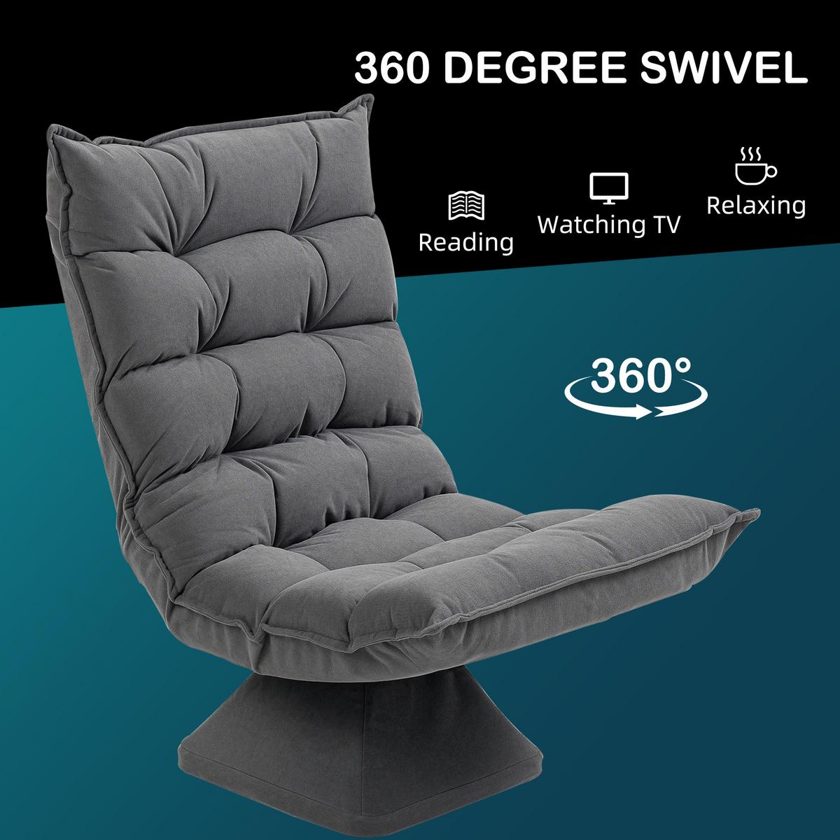 RELAXSESSEL mit Verstellbarer Rückenlehne für Wohnzimmer, Büro Grau - Grau, Metall (70/95/62cm) - HOMCOM