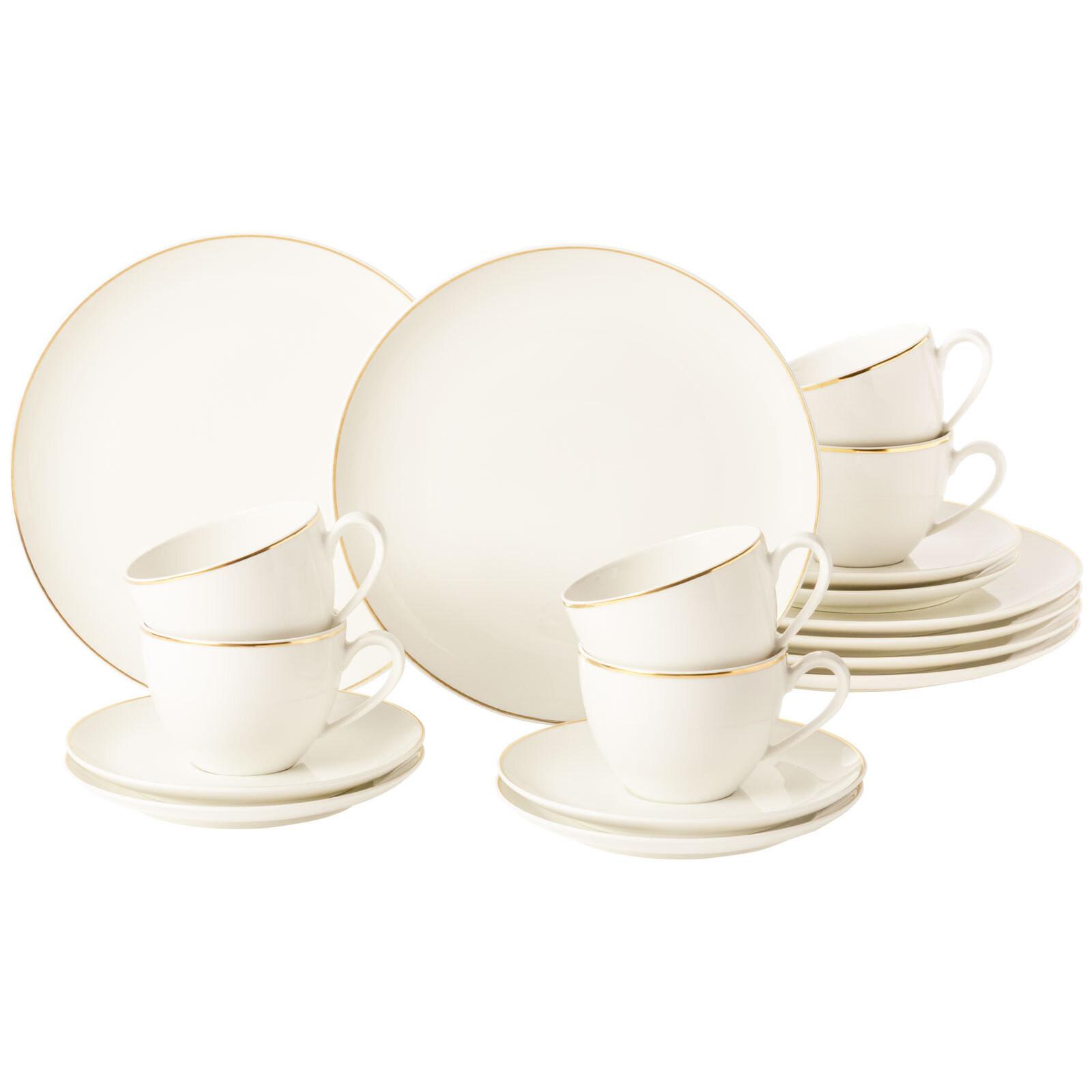 KAFFEESERVICE Savona Goldlinie creme-gold 18-tlg. - Goldfarben/Creme, Keramik (24/18.1/43cm) - Seltmann Weiden