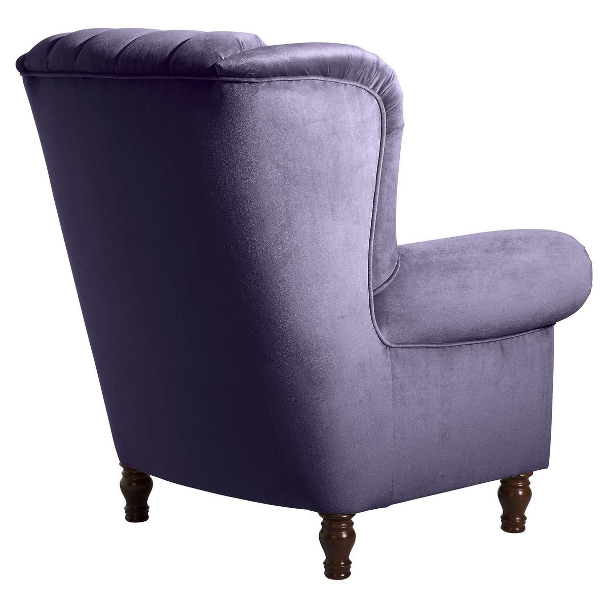 OHRENBACKENSESSEL Katreen Bezug Samtvelours Buche nussbaum dunkel / purple - Lila, Kunststoff (91/101/90cm) - 58aufmkessel