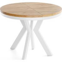 ESSTISCH Savio Weiß Neo rund ausziehbar verlängerbar XXL, Eiche Braun 100-200/100/77 cm - Eiche Wotan/Weiß, Holz/Holzwerkstoff (100/200/77cm) - WFL GROUP
