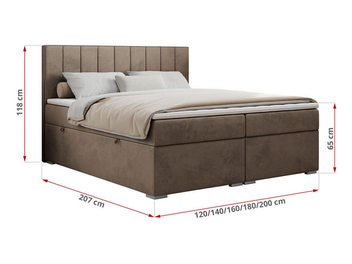 BOXBETT ALLY 160/200 Braun Velvet - H3 - Braun, Holz/Textil (160/200cm) - MKS