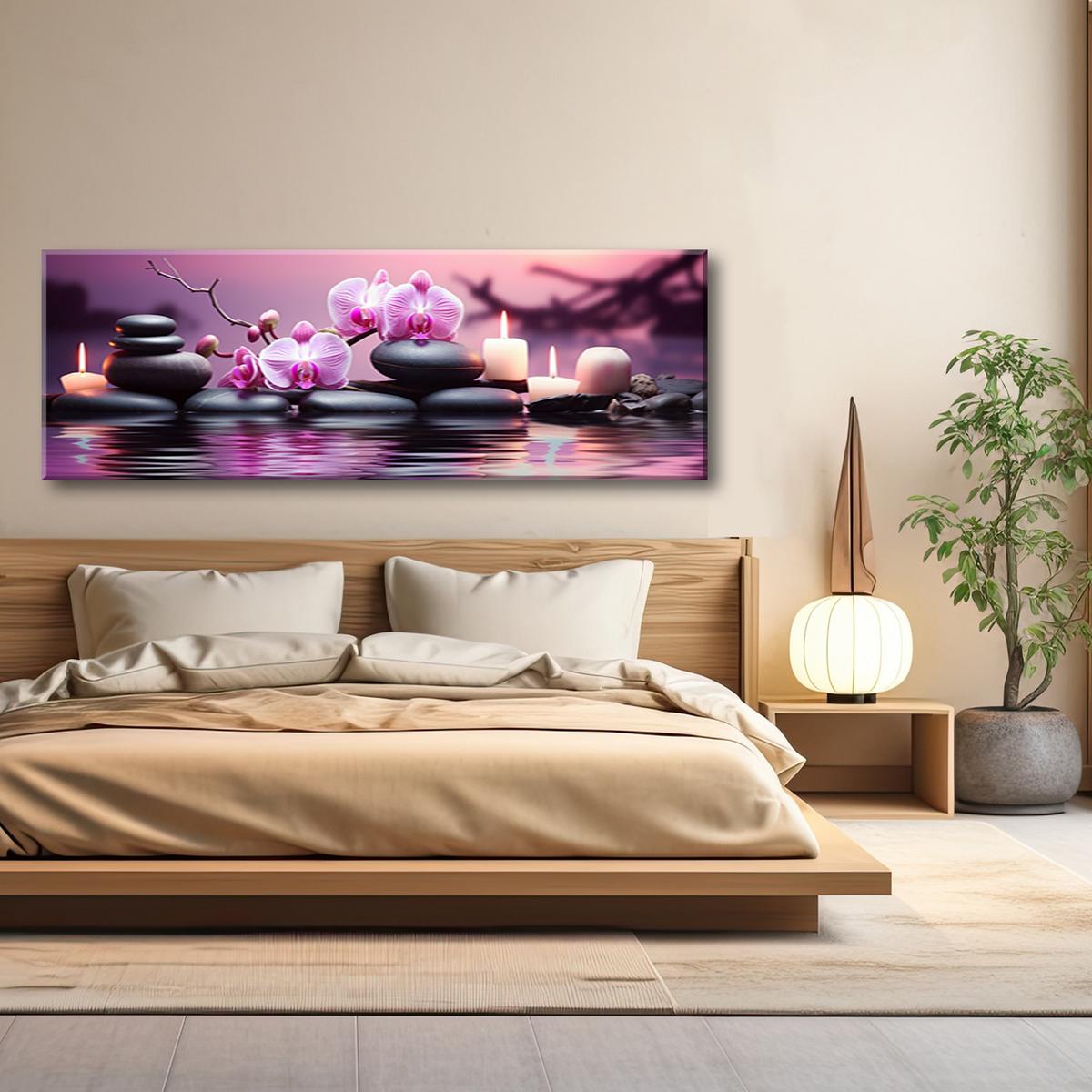 WANDBILD zen spa zusammensetzung - Pink, Textil (90/30cm) - Feeby