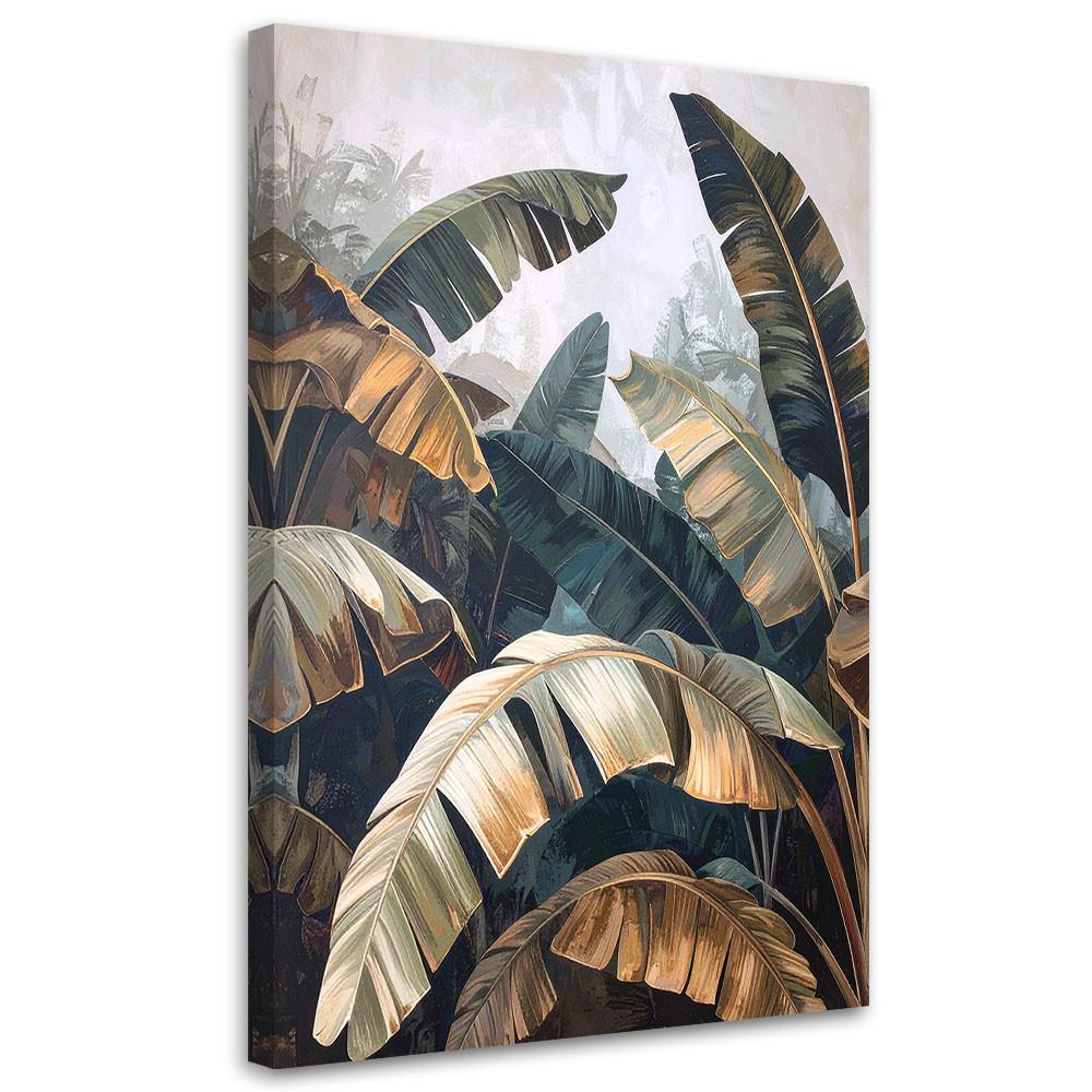 BILD auf Leinwand, Tropische Bananenblätter Natur Pflanzen - Grün, Textil (70/100cm) - Feeby