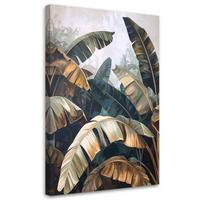 BILD auf Leinwand, Tropische Bananenblätter Natur Pflanzen - Grün, Textil (70/100cm) - Feeby