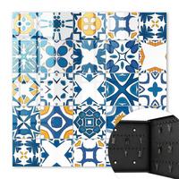 SCHLÜSSELBOX Schwarz 30x30 cm- Türöffnung nach rechts - Geometrische Muster - Blau, Metall (30/30/5cm) - TULUP