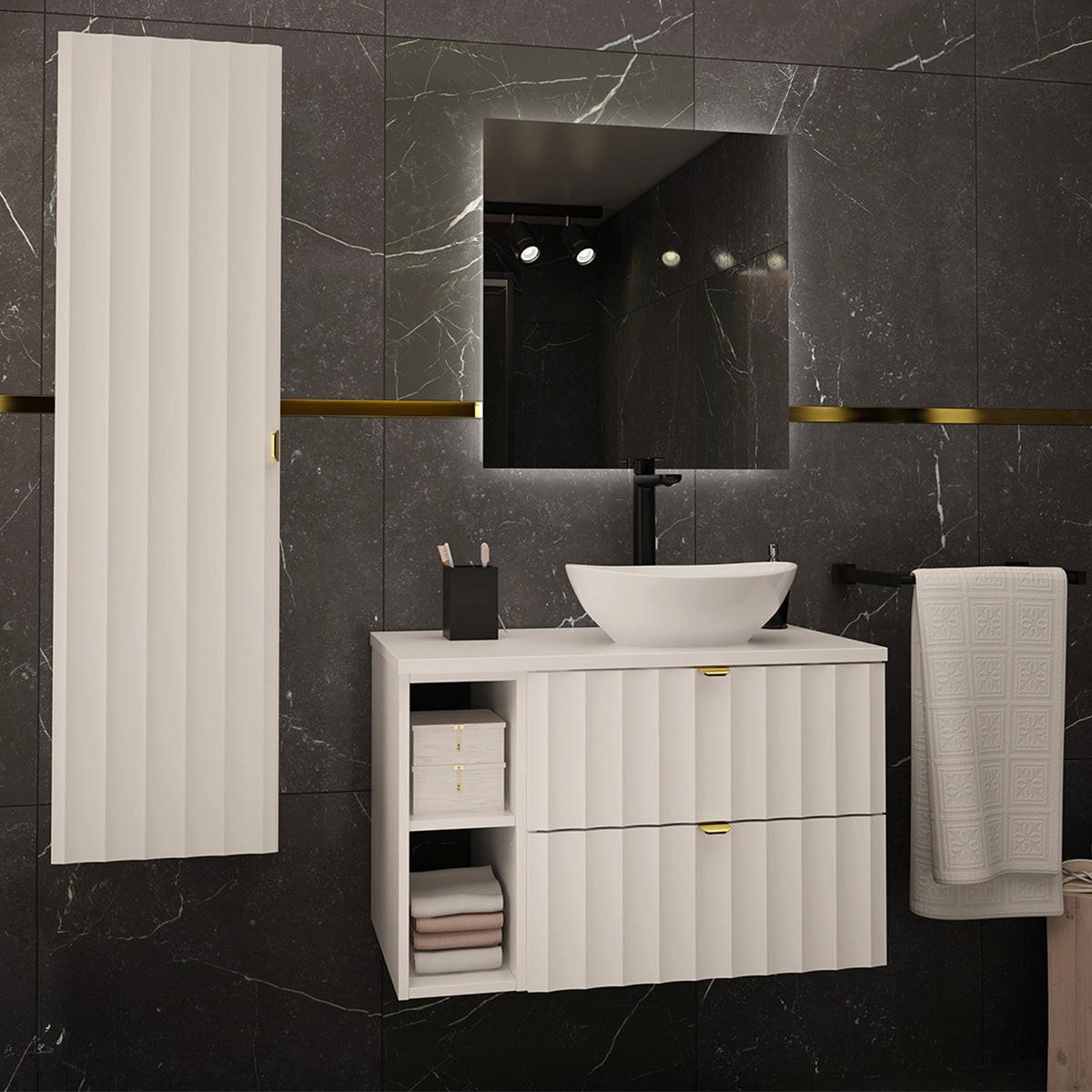 BADMÖBEL 80.6cm Lexa 2er-Set Weiß - Weiß, Holzwerkstoff (80.6/52.2/46.5cm) - Petits-meubles